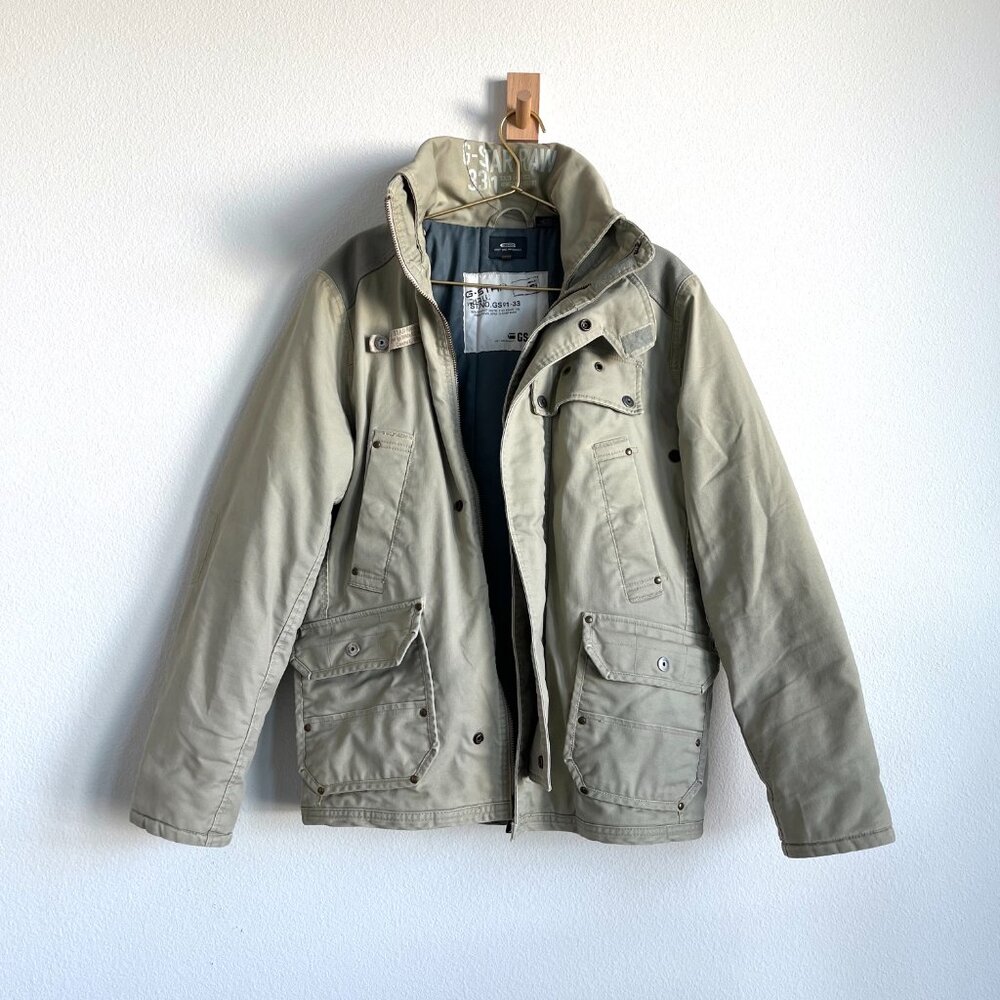 Vintage G-Star Raw Mash Military Streetwear Jacket in Khaki - Size M